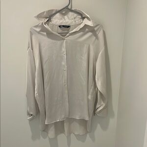 Zara Cream Button-Up Blouse